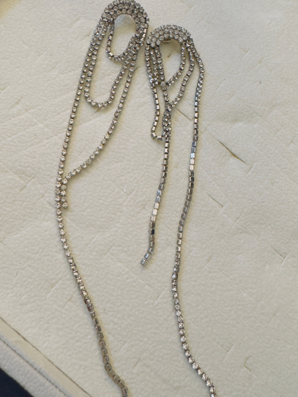 New without tag Zara Silver Crystal Chain Drop Earrings - Picture 2 of 6